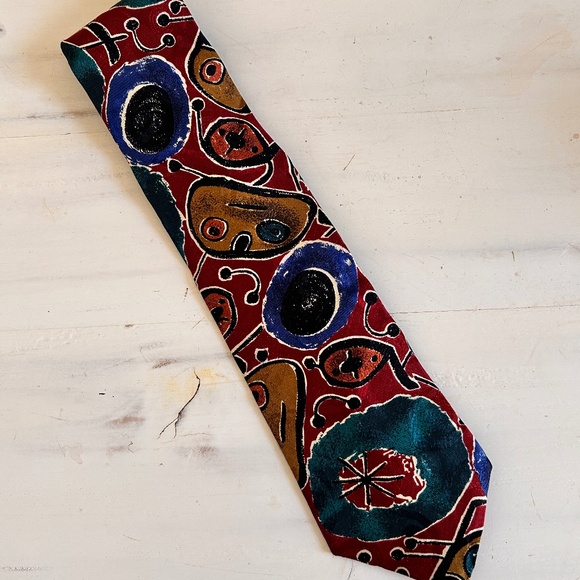 Valentino Men's Silk Necktie Blue |Gray square Italian silk 55"X 3.75" Excellent - Picture 1 of 4